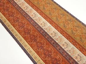 縞に抽象花模様織出し洒落袋帯